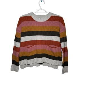 Madwell‎ crew neck striped pocket sweater womens XS y2k kidcore indie boho cozy